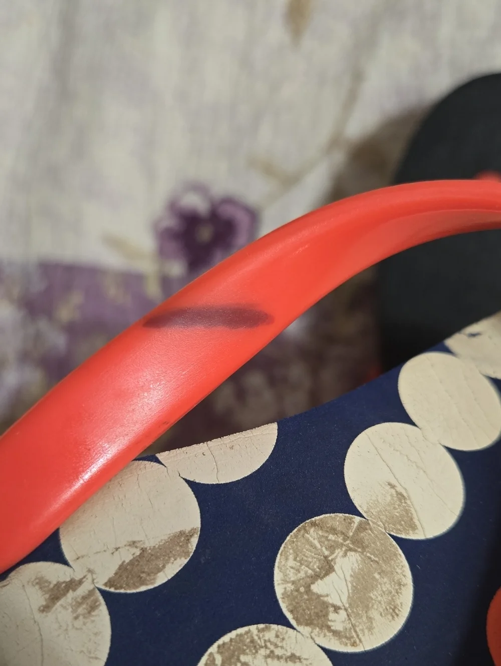 kate spade navy flip flops with white and coral polka dots Size 10M